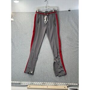 MNML Skinny Track Zipper Pants Medium Gray Red zippers colorblock